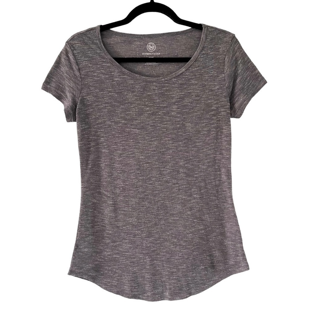 SO Perfect Scoop Relaxed Short Sleeve Top - Heather Gray‌